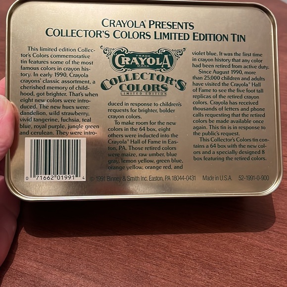 1991 Crayola Collector’s Colors Limited Edition Tin - Picture 4 of 4